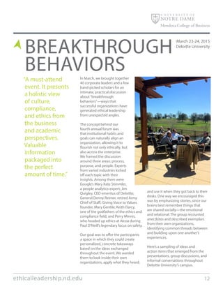 BREAKTHROUGH
BEHAVIORSIn March, we brought together
40 corporate leaders and a few
hand-picked scholars for an
intimate, p...