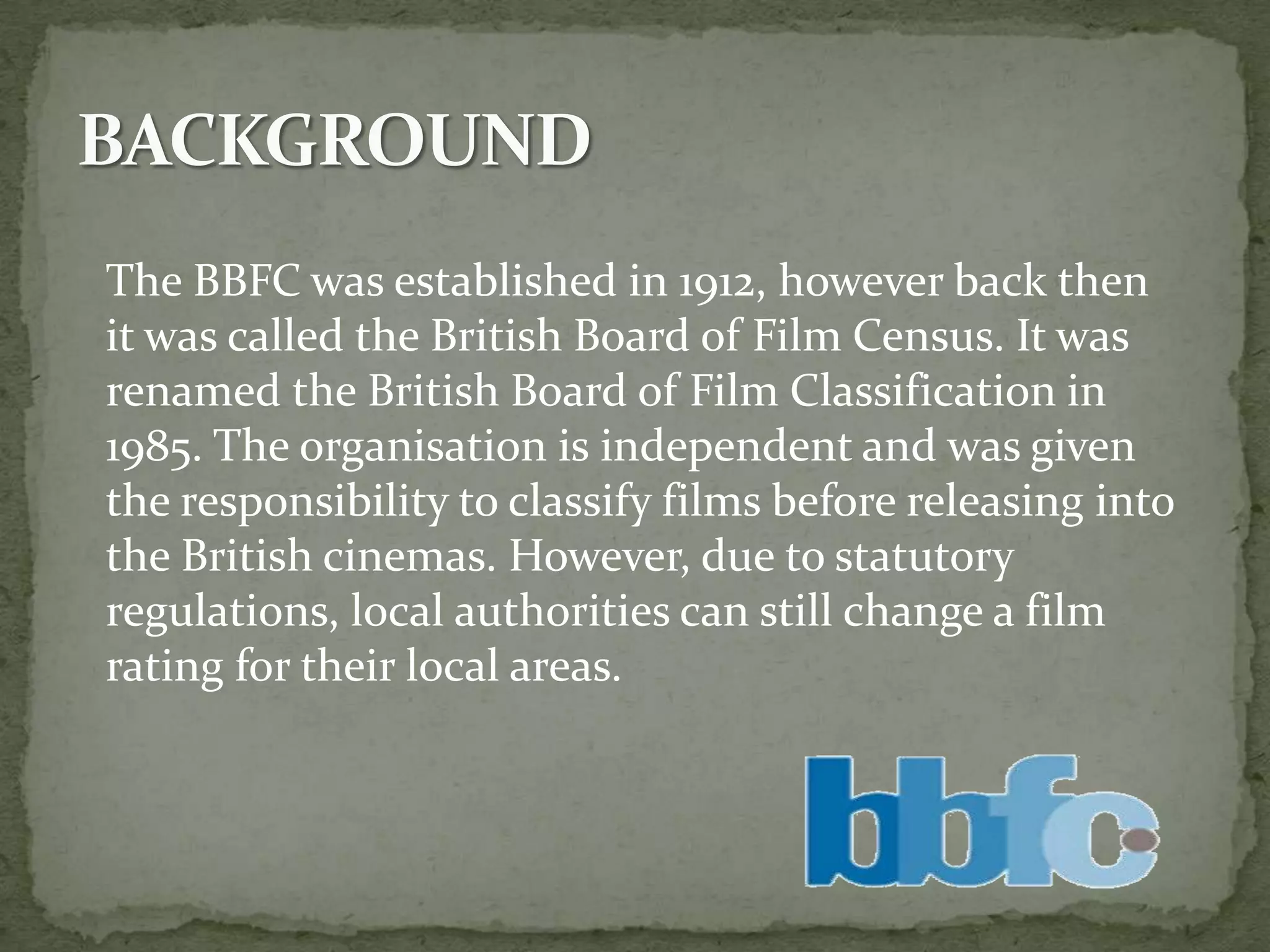 The British Board of Film Classification | PPTX