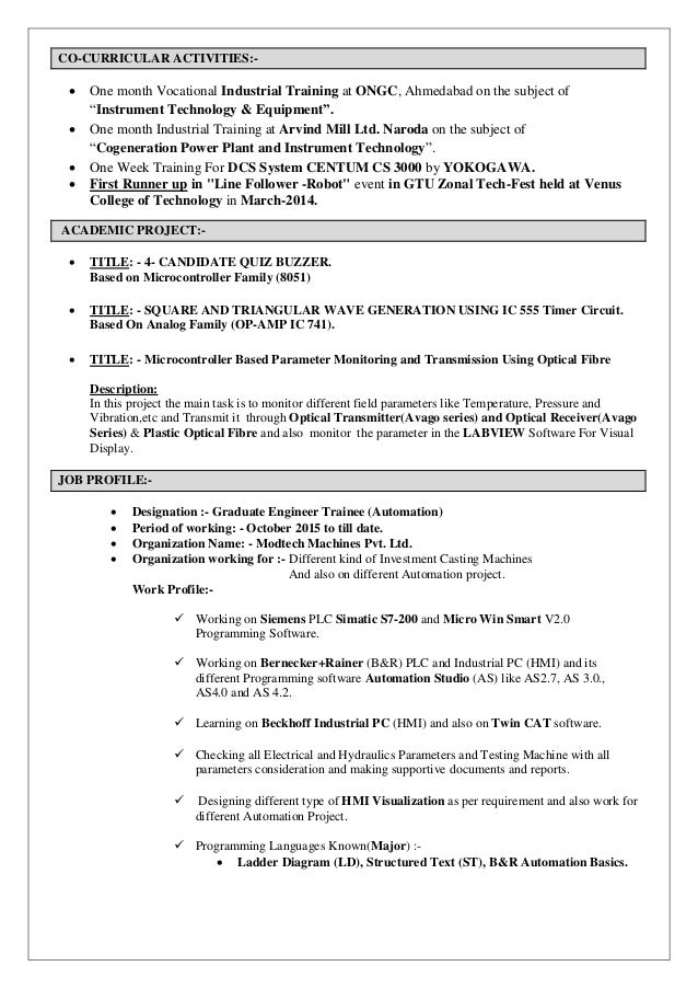 vikin shah instrumentation control engineer resume plant controller resumes