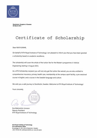 RAVI KUMAR KTH Scholarship Certificate (1)