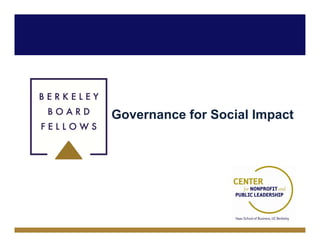 Governance for Social Impact
 