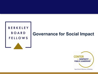 Governance for Social Impact
 