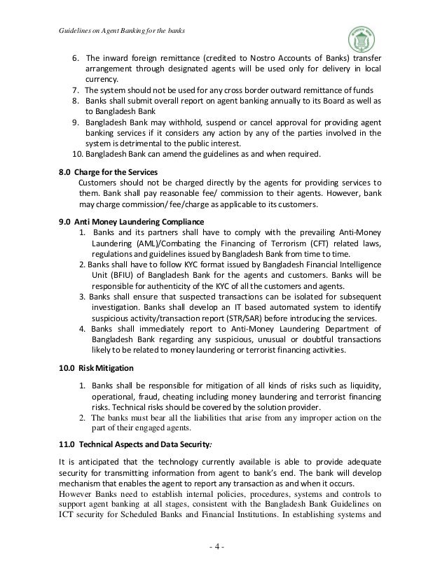 Bb Guidelines On Agent Banking For The Banks