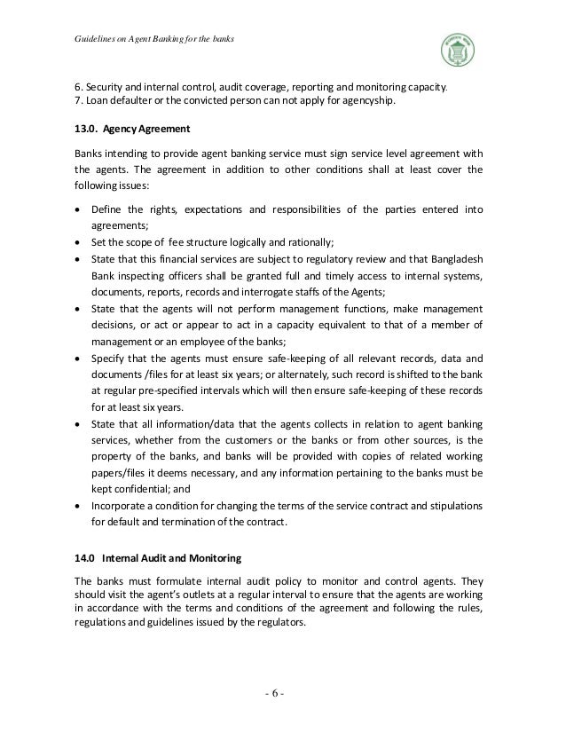 Bb Guidelines On Agent Banking For The Banks