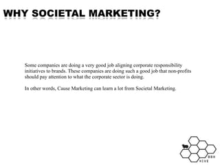 WHY SOCIETAL MARKETING?




   Some companies are doing a very good job aligning corporate responsibility
   initiatives t...