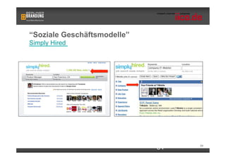 “Soziale Geschäftsmodelle”
Simply Hired – Job-Börse mit Facebook Connect Anbindung.




                                                  54       54
 