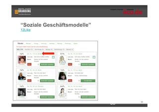 “Soziale Geschäftsmodelle”
12Like – Partnervermittlung unter Facebook Nutzern




                                                     55   55
 