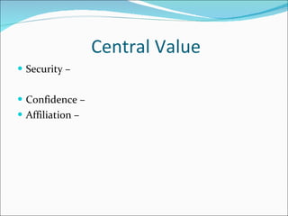 Central Value Security –  Confidence –  Affiliation –  