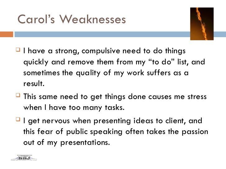 list of personal strengths and weaknesses