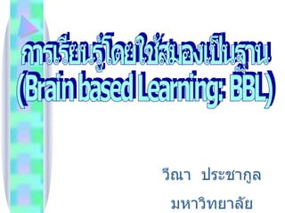 วีณา  ประชากูล มหาวิทยาลัยมหาสารคาม การเรียนรู้โดยใช้สมองเป็นฐาน (Brain based Learning: BBL) 