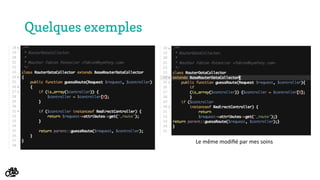 Quelques exemples
Le	
  même	
  modiﬁé	
  par	
  mes	
  soins	
  
 