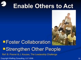 Enable Others to Act Foster Collaboration Strengthen Other People Copyright Wiefling Consulting, LLC 2008 Ref: B. Posner & J. Kouzes, The Leadership Challenge 