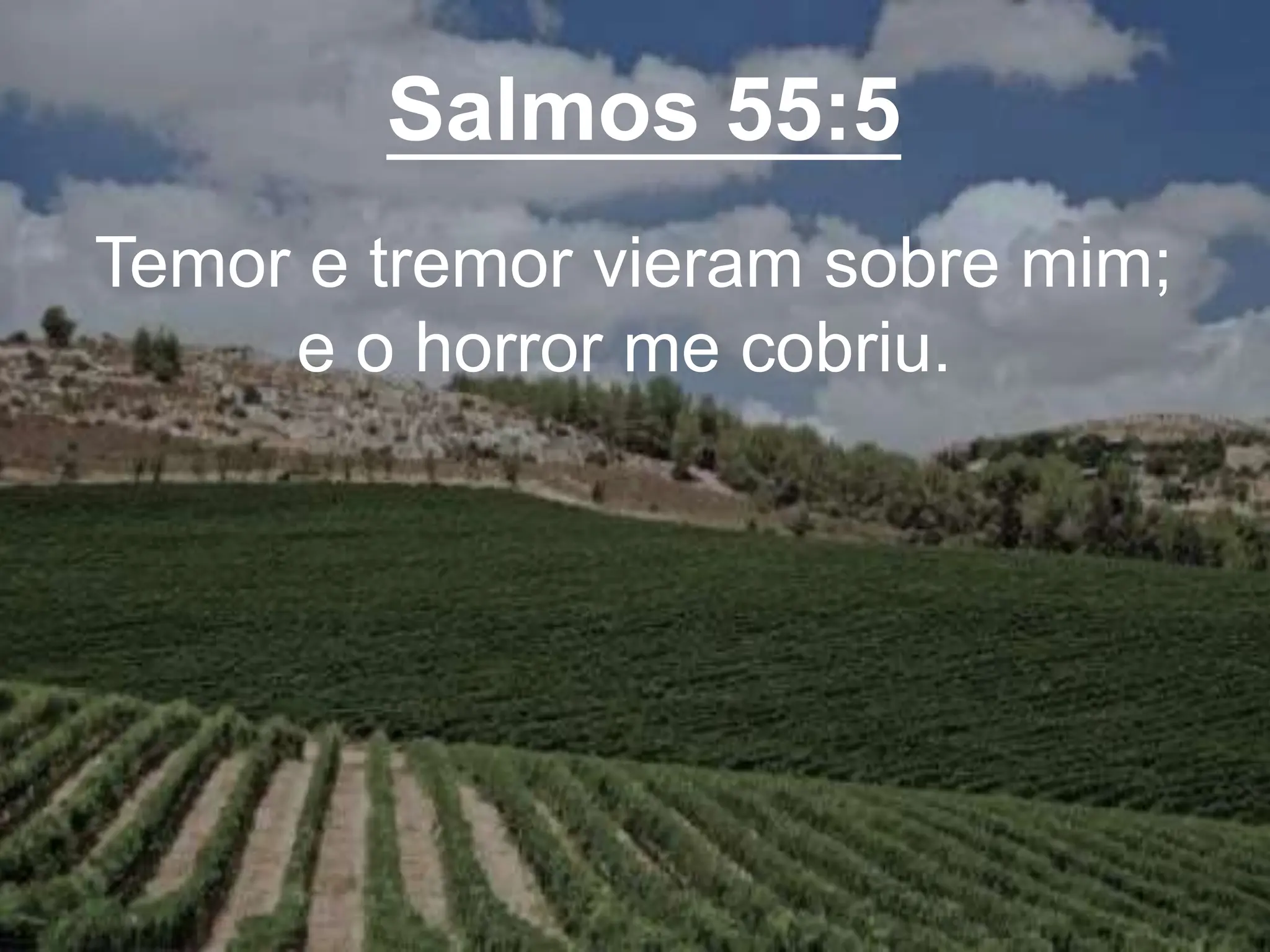 Salmos 55:5
Temor e tremor vieram sobre mim;
e o horror me cobriu.
 