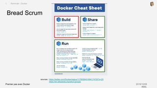 Premier pas avec Docker 2019/10/08
#BBL
Bread Scrum
I. Reminder : Docker
sources : https://twitter.com/Docker/status/1179058401894174720?s=20
https://en.wikipedia.org/wiki/Cgroups
 