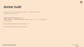 Premier pas avec Docker 2019/10/08
#BBL
docker build
docker-machine create bbl --virtualbox-cpu-count=4 --virtualbox-memory=4096
eval $(docker-machine env bbl)
TARGET_REPO=kanedafromparis && 
docker build -t $TARGET_REPO/prez-fabric8-dmp:v0.0.3 . -f Dockerfile
mvn clean package
dive $TARGET_REPO/prez-fabric8-dmp:v0.0.3
docker push $TARGET_REPO/prez-fabric8-dmp:v0.0.3
 