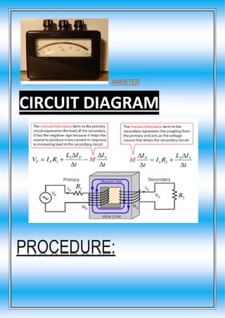 AMMETER
This Photo by Unknown Author is licensed under CC BY-SA
CIRCUIT DIAGRAM
PROCEDURE:
 