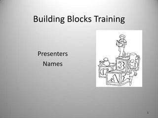 Building Blocks Training
Presenters
Names
1
 