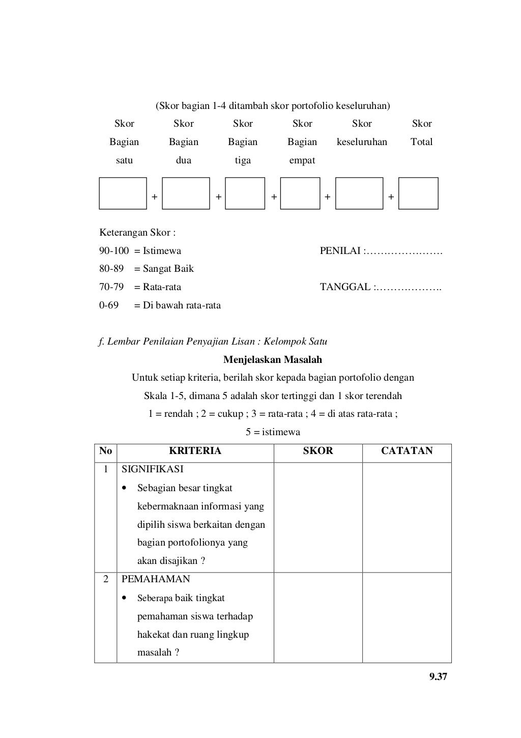 PENILAIAN PORTOFOLIO IPS SD