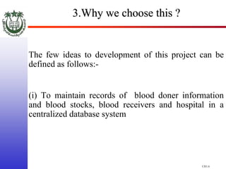 IT Project on Blood Bank Management system | PPT