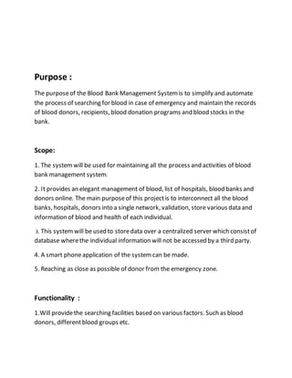 Blood Bank Management System | DOCX