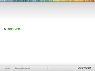 APPENDIX




8/27/2012   Blackbaud Confidential   15
 