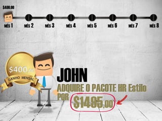 $400,00



MÊS 1     MÊS 2   MÊS 3     MÊS 4   MÊS 5   MÊS 6   MÊS 7   MÊS 8




                          JOHNO PACOTE HR Estilo
                          ADQUIRE
                          POR
                                $1495,00
 