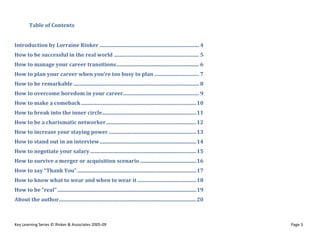 Table of Contents 
          

Introduction by Lorraine Rinker ..............................................................