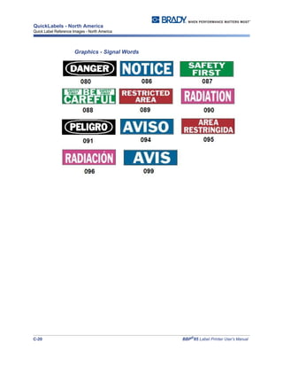 C-20 BBP®
85 Label Printer User’s Manual
QuickLabels - North America
Quick Label Reference Images - North America
Graphics - Signal Words
 