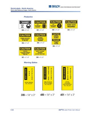C-26 BBP®
85 Label Printer User’s Manual
QuickLabels - North America
Quick Label Reference Images - North America
Protective
Warning Stakes
 