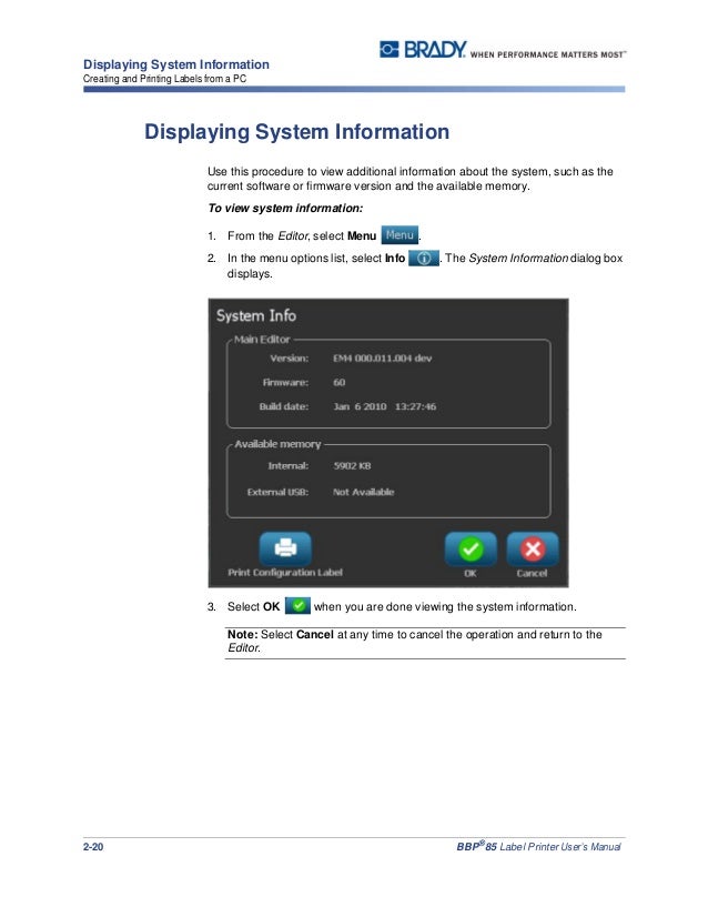 Brady BBP85 User Manual