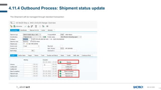 138
The Shipment will be managed through standard transaction:
4.11.4 Outbound Process: Shipment status update
SH-D-035
 