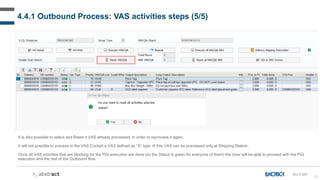 90
4.4.1 Outbound Process: VAS activities steps (5/5)
OU-D-057
It is also possible to select and Reset a VAS already proce...