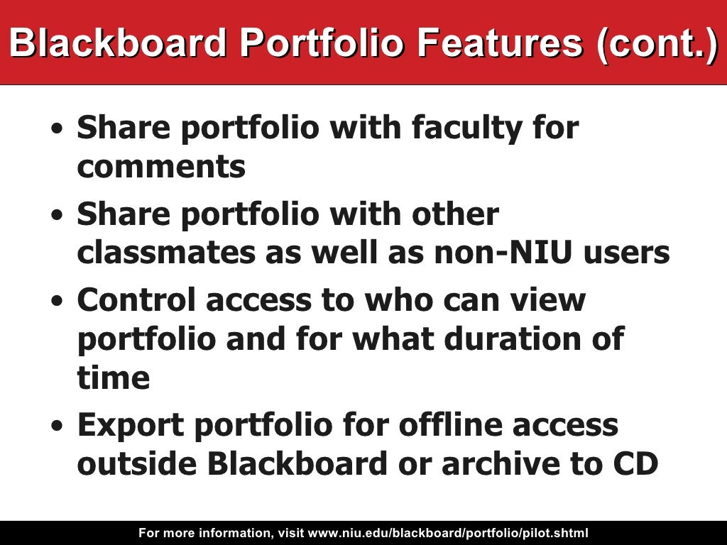 NIU Blackboard Portfolio Pilot Information