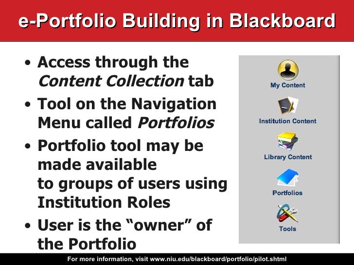NIU Blackboard Portfolio Pilot Information