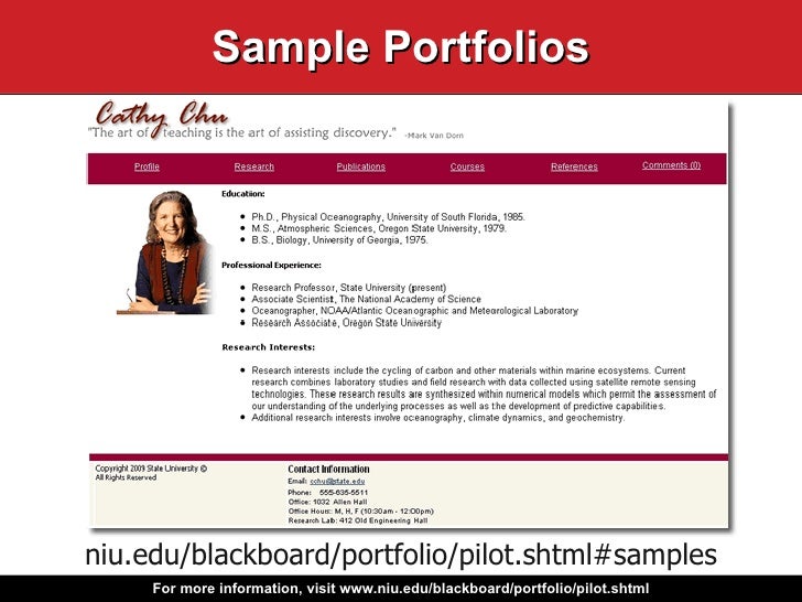blackboard portfolio tool preview samples of portfolios