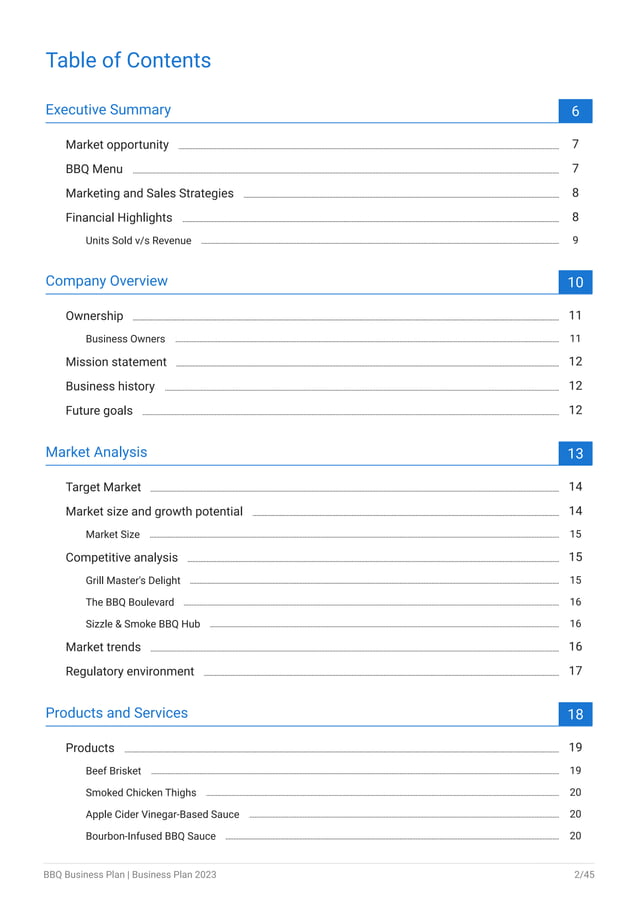 BBQ Business Plan Example Template PDF Business Accounting