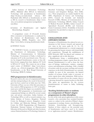 Bioinformatics Education in India | PDF