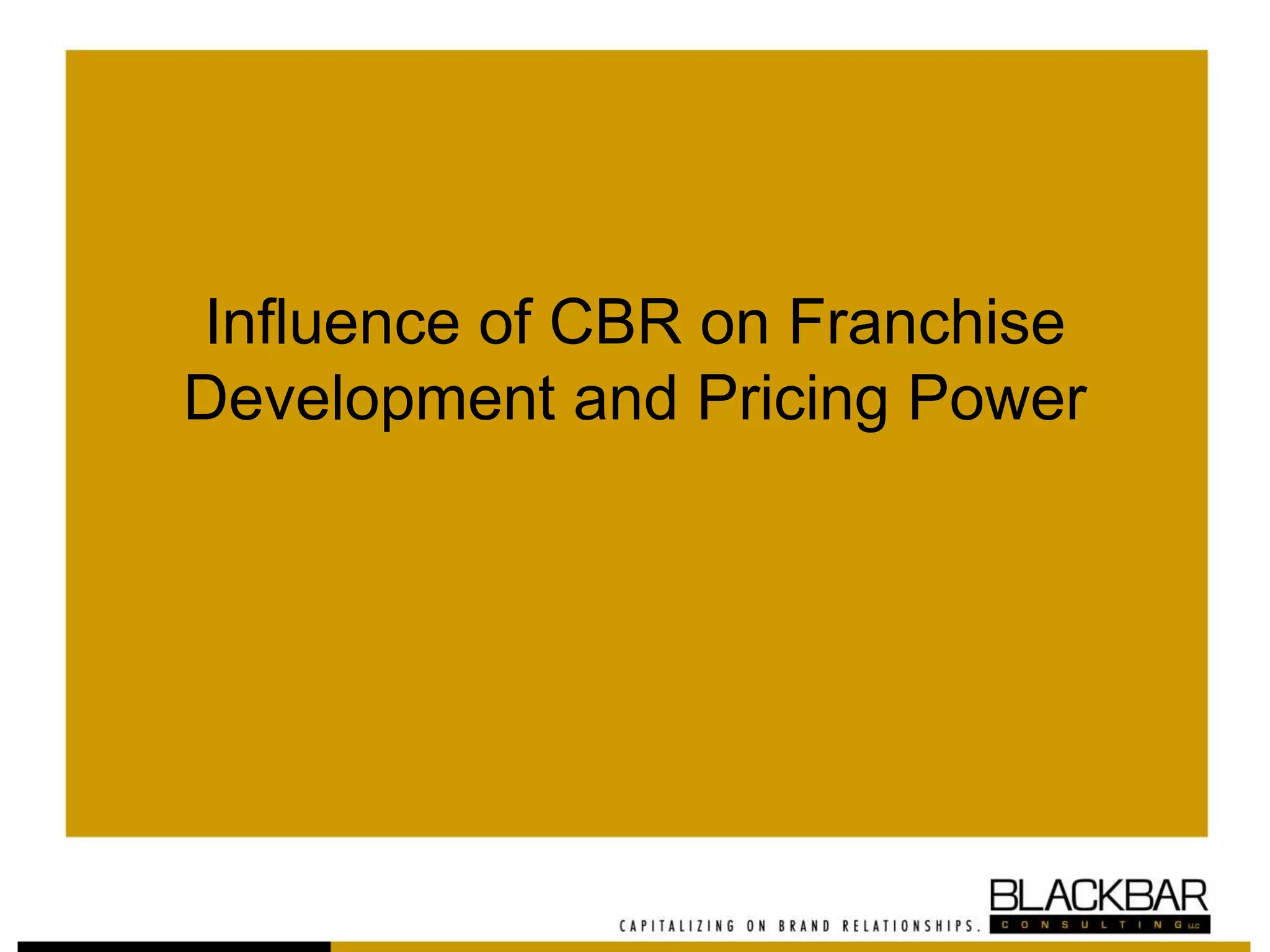 Influence of CBR on Franchise
Development and Pricing Power
 