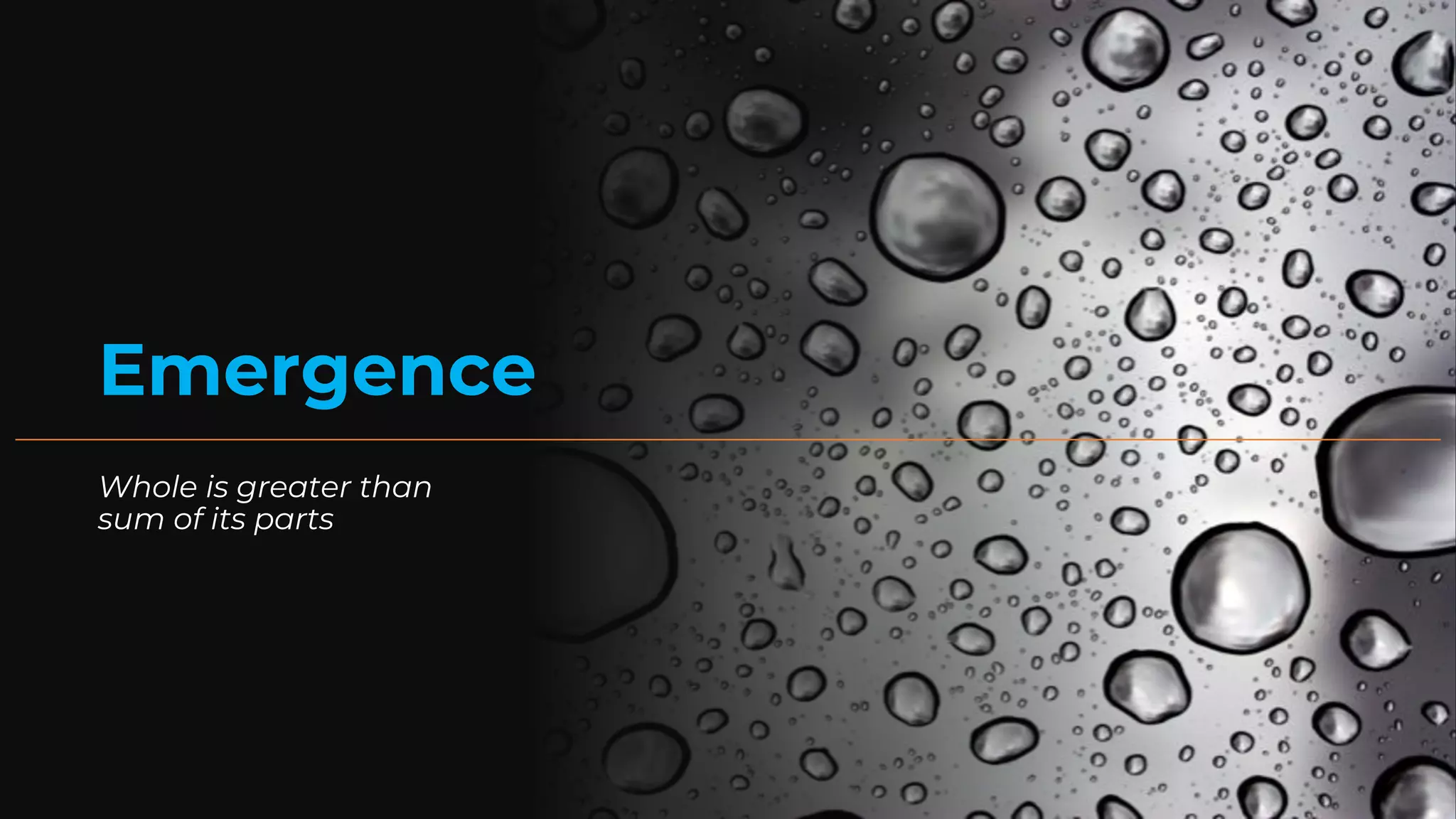 Emergence
Whole is greater than
sum of its parts
 