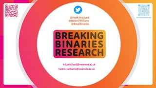 © 2023 Breaking Binaries Research. All rights reserved.
@ProfKPritchard
@HelenCWilliams
@BreakBinaries
helen.c.williams@swansea.ac.uk
k.l.pritchard@swansea.ac.uk
 