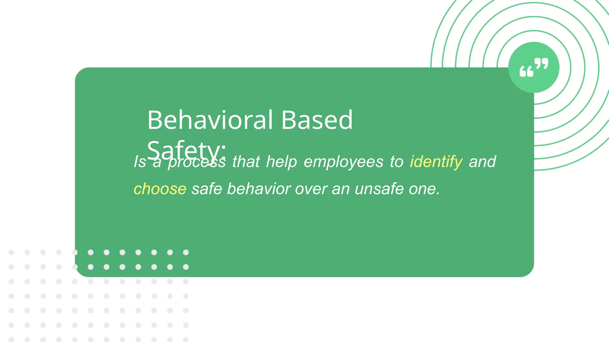 Behaviour based Safety presentation for workplace awareness | PPTX