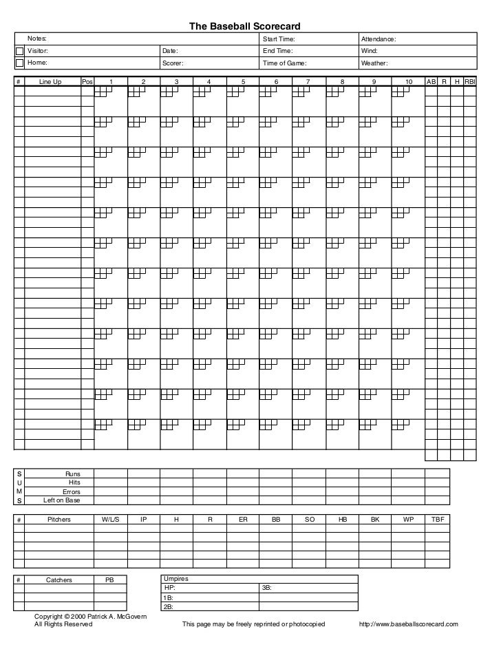 Baseball Score Card