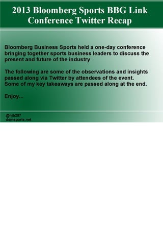 Bloomberg Business Sports Conference Twitter Recap