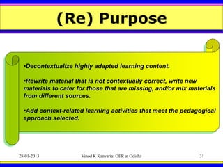 (Re) Purpose


  •Decontextualize highly adapted learning content.

  •Rewrite material that is not contextually correct, ...