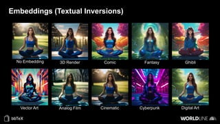Embeddings (Textual Inversions)
Ghibli
Fantasy
Comic
3D Render
Analog Film Cinematic Cyberpunk Digital Art
No Embedding
Vector Art
 