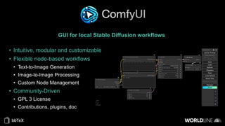 GUI for local Stable Diffusion workflows
• Intuitive, modular and customizable
• Flexible node-based workflows
• Text-to-Image Generation
• Image-to-Image Processing
• Custom Node Management
• Community-Driven
• GPL 3 License
• Contributions, plugins, doc
 