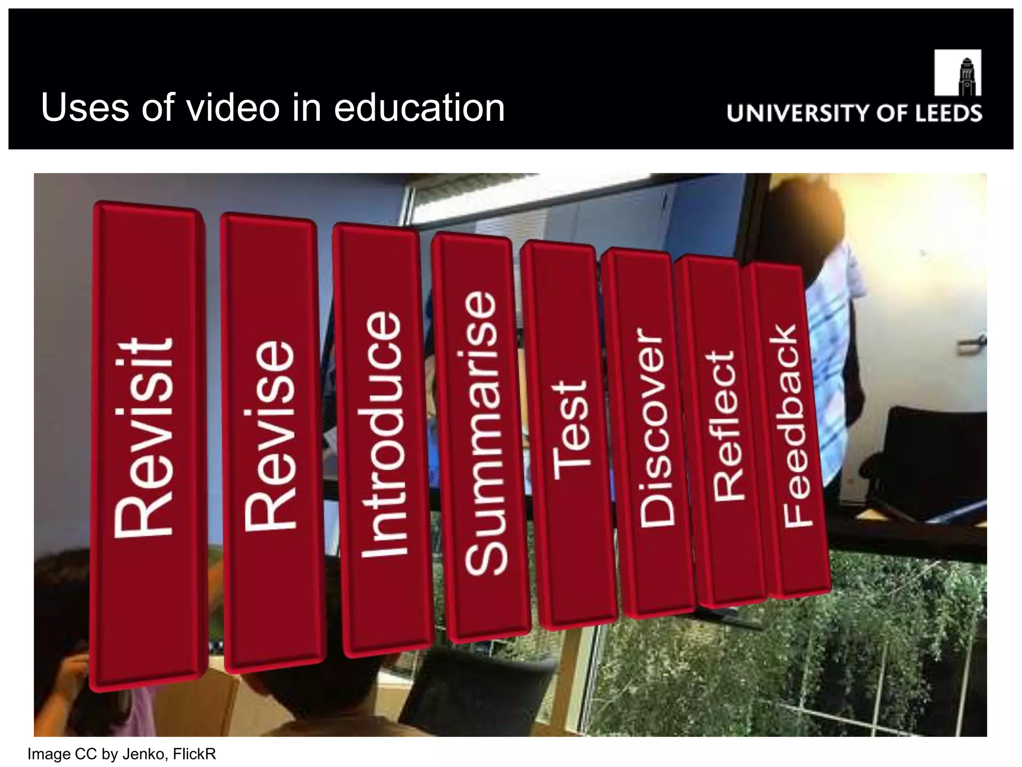 Uses of video in education
Image CC by Jenko, FlickR
 