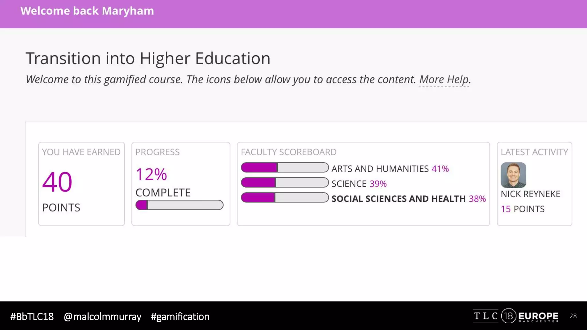 #BbTLC18 @malcolmmurray #gamification 28
 