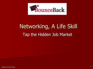 Networking, A Life Skill Tap the Hidden Job Market 1 Property of Frank Danzo 
