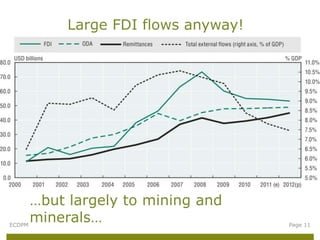Large FDI flows anyway!

             • The private sector is going there anyway…




        …but largely to mining and
ECDPM
        minerals…                                          Page 11
 